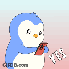 A Cartoon Penguin Is Holding A Cell Phone And Says Yes GIF