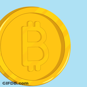 A Cartoon Penguin Is Standing Next To A Gold Coin With A B On It GIF