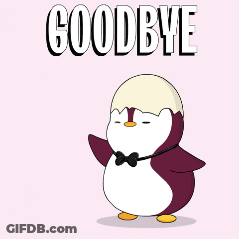 A Cartoon Penguin Says Goodbye While Dancing GIF