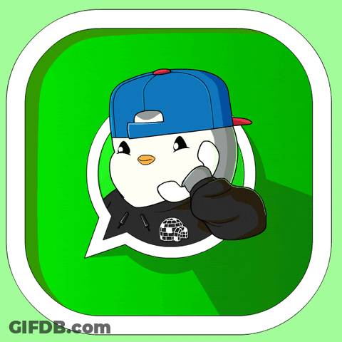 A Cartoon Penguin Wearing A Blue Hat And A Black Hoodie GIF
