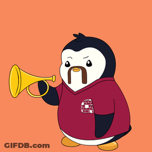 A Cartoon Penguin Wearing A Maroon Shirt With The Letter A On It GIF