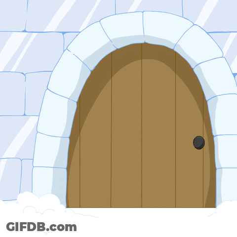 A Cartoon Penguin Wearing A Red Hat And Polka Dot Pajamas Is Standing In A Doorway GIF