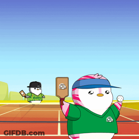 A Cartoon Penguin Wearing A Shirt That Says Huddle On It GIF