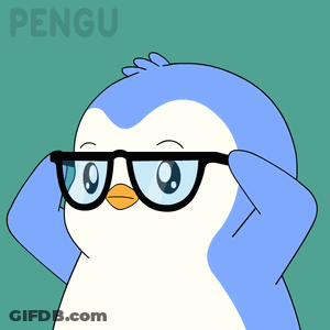 A Cartoon Penguin Wearing Glasses With The Word Pengu On The Bottom GIF