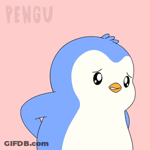 A Cartoon Penguin With A Red Lightning Bolt On Its Back GIF