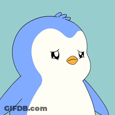A Cartoon Penguin With A Sad Look On His Face GIF