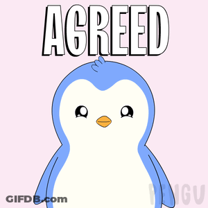 A Cartoon Penguin With The Word Agreed Written On It GIF