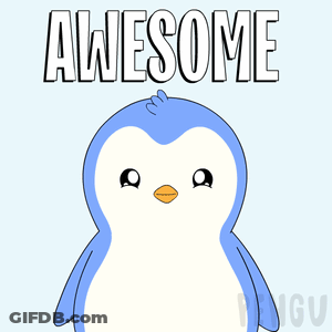 A Cartoon Penguin With The Words Awesome Written Above It GIF