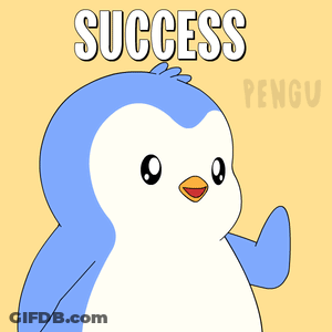 A Cartoon Penguin With The Words Success Penguin Behind Him GIF
