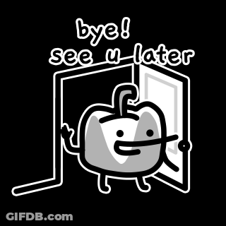A Cartoon Pepper Is Standing In A Doorway With The Words Bye See U Later Above It GIF