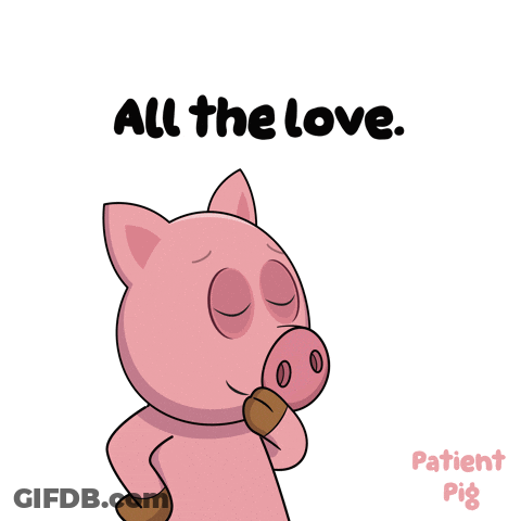 A Cartoon Pig Blowing A Kiss With The Words All The Love GIF