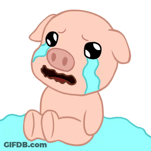 A Cartoon Pig Is Crying And Has Tears Running Down Its Face GIF