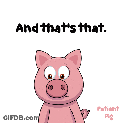 A Cartoon Pig Is Holding A Microphone And The Words And That 'S That GIF