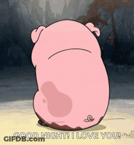 A Cartoon Pig Is Saying Good Night I Love You . GIF