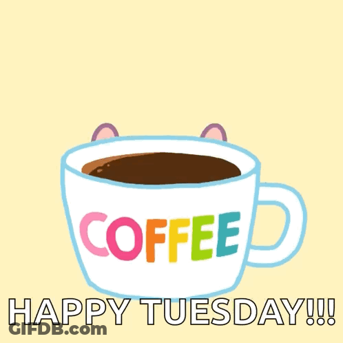 A Cartoon Pig Is Sitting In A Cup Of Coffee GIF