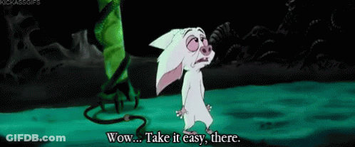 A Cartoon Pig Is Standing In The Dark And Saying `` Wow ... Take It Easy , There '' . GIF
