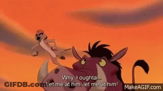 A Cartoon Pig Is Standing Next To A Dog And Saying `` Why I Oughta Let Me At Him Let Me At Him '' GIF