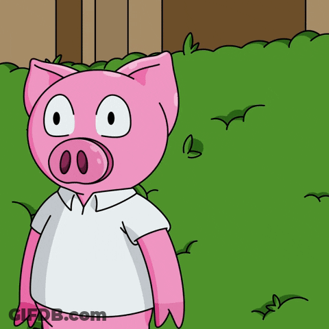 A Cartoon Pig Is Wearing A White Shirt GIF