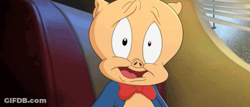 A Cartoon Pig Wearing A Bow Tie And A Blue Jacket GIF
