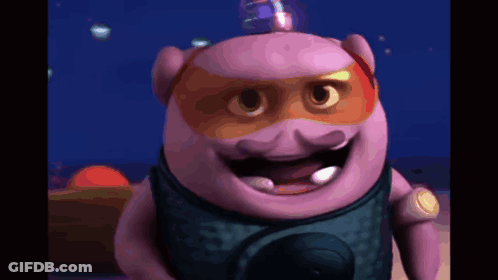 A Cartoon Pig Wearing A Mask And A Vest GIF