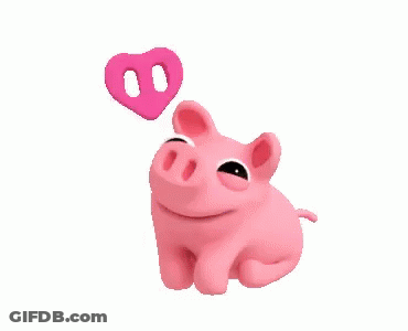 A Cartoon Pig With A Heart Above Its Head GIF
