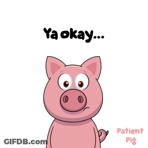A Cartoon Pig With Its Eyes Closed And The Words Ya Okay Below It GIF