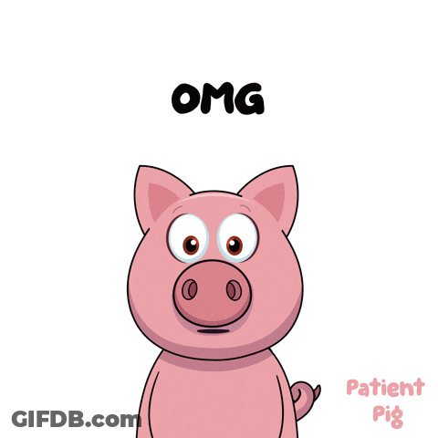 A Cartoon Pig With Its Mouth Open And The Word Omg Behind It GIF