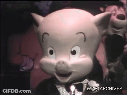 A Cartoon Pig With Wpix Archives On The Bottom Right GIF