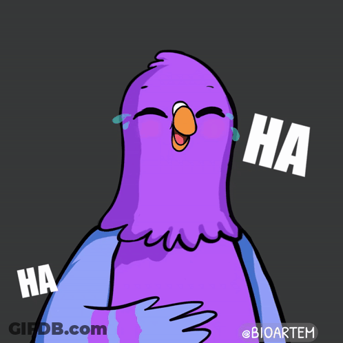 A Cartoon Pigeon Is Laughing And Crying With Ha Ha Ha Ha Written Around It GIF
