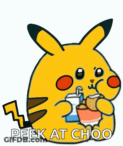 A Cartoon Pikachu Is Eating A Cookie And Drinking Milk GIF