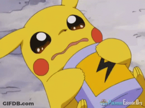 A Cartoon Pikachu Is Holding A Purple Lightning Bolt In Its Mouth . GIF