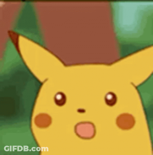 A Cartoon Pikachu With A Surprised Look On His Face . GIF
