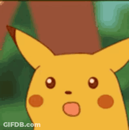 A Cartoon Pikachu With A Surprised Look On His Face . GIF