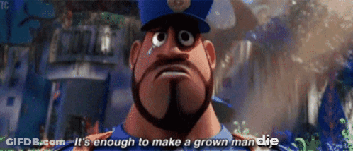 A Cartoon Police Officer Says It 'S Enough To Make A Grown Man Die . GIF