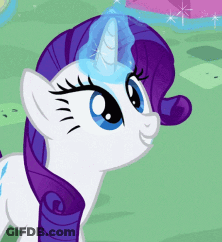 A Cartoon Pony With A Purple Mane And A Blue Horn GIF