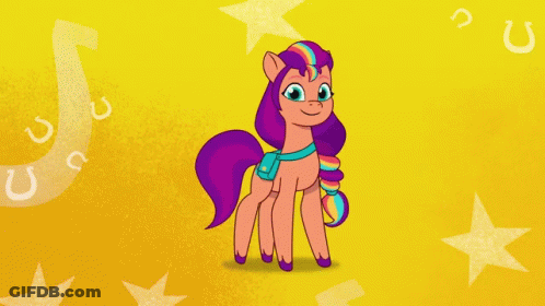 A Cartoon Pony With A Rainbow Mane And Tail GIF