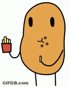 A Cartoon Potato Is Holding A Bag Of French Fries GIF