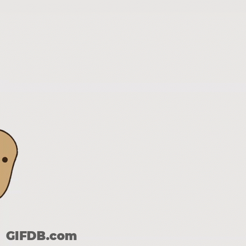 A Cartoon Potato With A Speech Bubble That Says I Here GIF