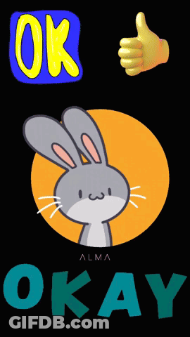 A Cartoon Rabbit Giving A Thumbs Up With The Word Okay Below GIF