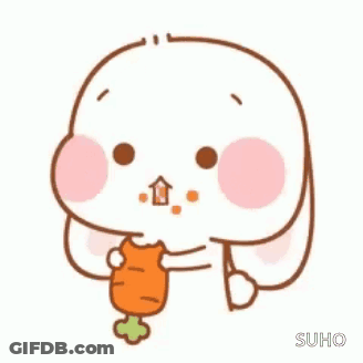 A Cartoon Rabbit Is Eating A Carrot With A Heart In Its Mouth . GIF