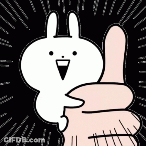 A Cartoon Rabbit Is Giving A Thumbs Up With A Hand . GIF