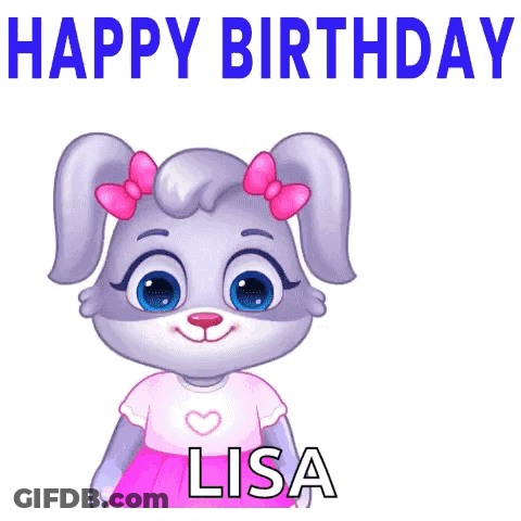 A Cartoon Rabbit Is Holding A Bouquet Of Flowers And Says Happy Birthday Lisa . GIF