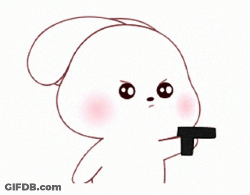 A Cartoon Rabbit Is Holding A Gun And Making A Funny Face GIF