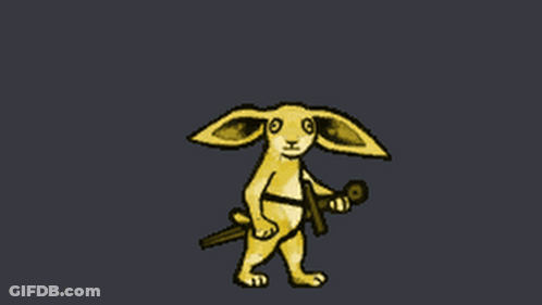 A Cartoon Rabbit Is Holding A Sword And A Cane GIF