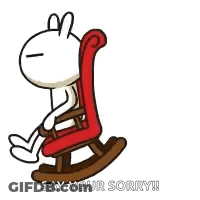 A Cartoon Rabbit Is Sitting In A Rocking Chair And Saying `` Say Your Sorry ! '' GIF