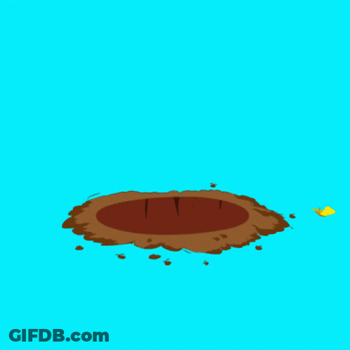 A Cartoon Rabbit Is Standing In Front Of A Hole With The Words Good Morning Written Above It GIF