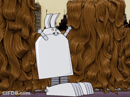 Cartoon Rabbit In Front Of Hair Pile GIF