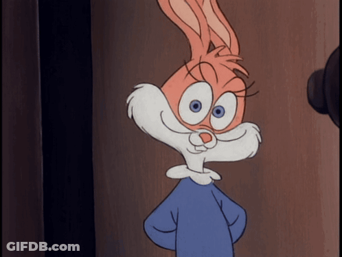 A Cartoon Rabbit Wearing A Blue Shirt And A White Collar GIF