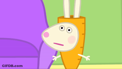 A Cartoon Rabbit With A Carrot In Its Mouth GIF
