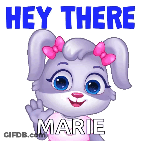 A Cartoon Rabbit With A Pink Bow And The Words Hey There Marie GIF